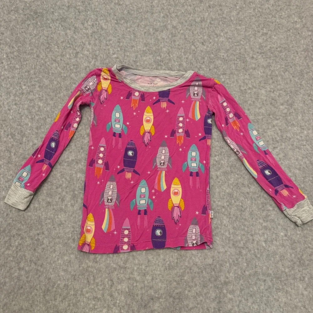 Little Sleepies 3T Pink Rocket Ship Bamboo Viscose Pajama Set Lunaluxe Space